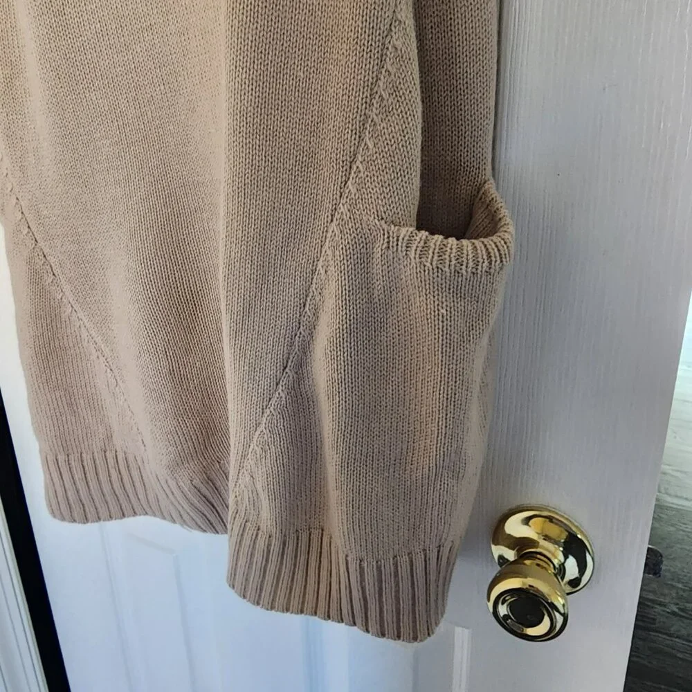 Sweater Vest Knit Sleeveless Loose V-Neck Pullover Knitwear | Khaki | Medium - Picture 3 of 5